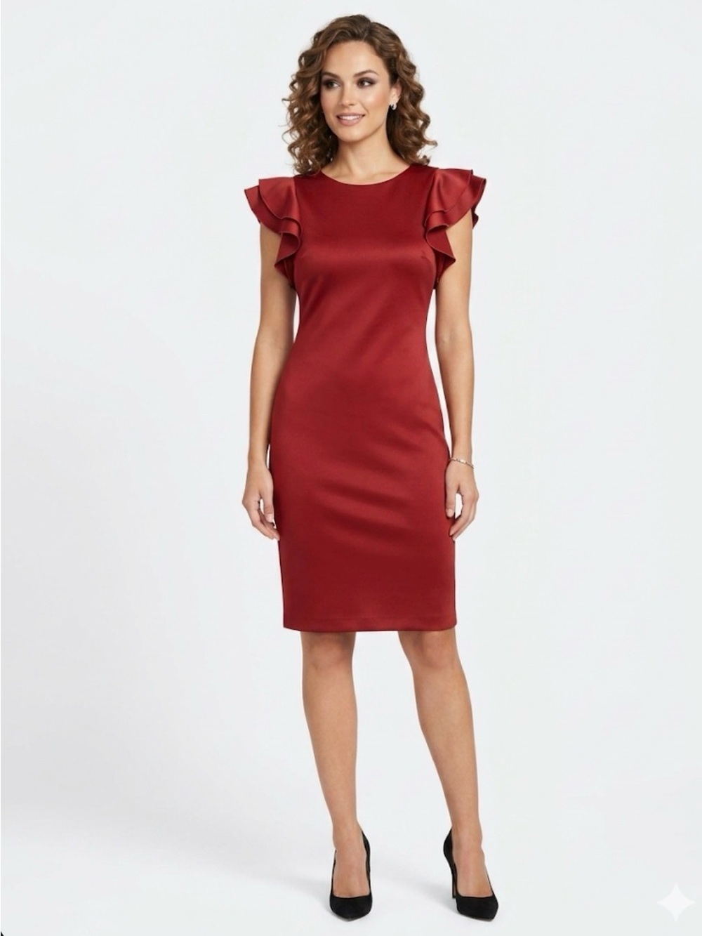 Tommy Hilfiger women’s flutter sleeve scuba dress short short sheath red size 4